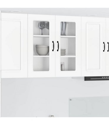 vidaXL Dishwasher Panel Kalmar White 80 x 31 x 80 cm Engineered W — Model: 1x wall glass cabinet (2 doors) 80 cm wide 80 cm high