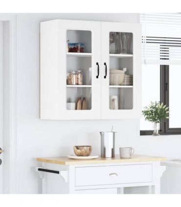 vidaXL Dishwasher Panel Kalmar White 80 x 31 x 80 cm Engineered W — Model: 1x wall glass cabinet (2 doors) 80 cm wide 80 cm high