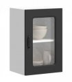 vidaXL Kitchen Wall Cabinet with Glass Door Kalmar Black Engineere — Model: 1x wall glass cabinet (1 door) 40 cm wide 60 cm high