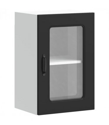 vidaXL Kitchen Wall Cabinet with Glass Door Kalmar Black Engineere — Model: 1x wall glass cabinet (1 door) 40 cm wide 60 cm high