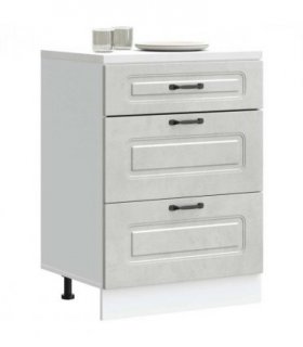 vidaXL Kitchen Base Cabinet Kalmar Concrete Grey Engineered Wood — Model: 1x bottom cabinet (3 drawers) 60 cm wide 81.5 cm high