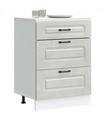 vidaXL Kitchen Base Cabinet Kalmar Concrete Grey Engineered Wood — Model: 1x bottom cabinet (3 drawers) 60 cm wide 81.5 cm high