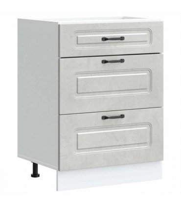 vidaXL Kitchen Base Cabinet Kalmar Concrete Grey Engineered Wood — Model: 1x bottom cabinet (3 drawers) 60 cm wide 81.5 cm high