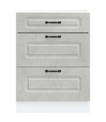vidaXL Kitchen Base Cabinet Kalmar Concrete Grey Engineered Wood — Model: 1x bottom cabinet (3 drawers) 60 cm wide 81.5 cm high