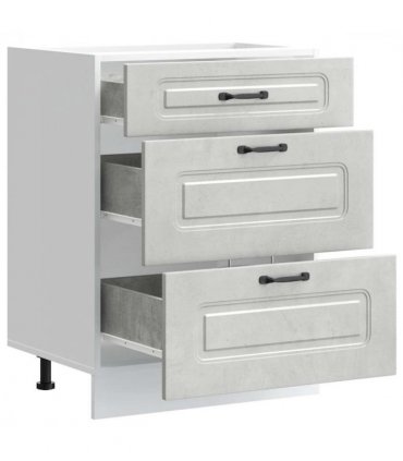 vidaXL Kitchen Base Cabinet Kalmar Concrete Grey Engineered Wood — Model: 1x bottom cabinet (3 drawers) 60 cm wide 81.5 cm high