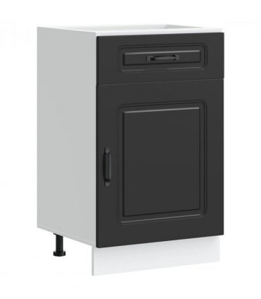 vidaXL Kitchen Base Cabinet Kalmar Black Engineered Wood — Model: 1x bottom cabinet (1 door 1 drawer) 50 cm wide 81.5 cm high