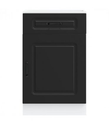 vidaXL Kitchen Base Cabinet Kalmar Black Engineered Wood — Model: 1x bottom cabinet (1 door 1 drawer) 50 cm wide 81.5 cm high