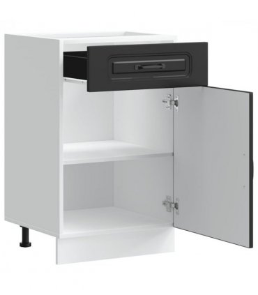 vidaXL Kitchen Base Cabinet Kalmar Black Engineered Wood — Model: 1x bottom cabinet (1 door 1 drawer) 50 cm wide 81.5 cm high
