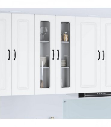 vidaXL Dishwasher Panel Kalmar White 60 x 31 x 100 cm Engineered — Model: 1x wall glass cabinet (2 doors) 60 cm wide 100 cm high