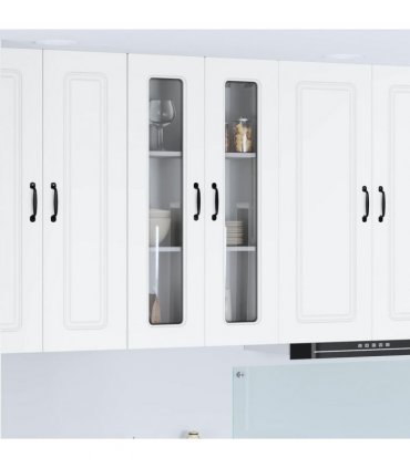 vidaXL Dishwasher Panel Kalmar White 60 x 31 x 100 cm Engineered — Model: 1x wall glass cabinet (2 doors) 60 cm wide 100 cm high
