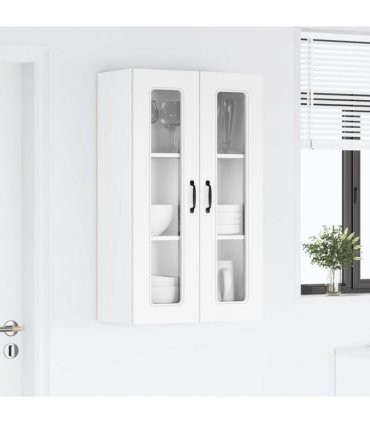 vidaXL Dishwasher Panel Kalmar White 60 x 31 x 100 cm Engineered — Model: 1x wall glass cabinet (2 doors) 60 cm wide 100 cm high