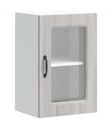 vidaXL Kitchen Wall Cabinet with Glass Door Kalmar Grey Sonoma Eng — Model: 1x wall glass cabinet (1 door) 40 cm wide 60 cm high