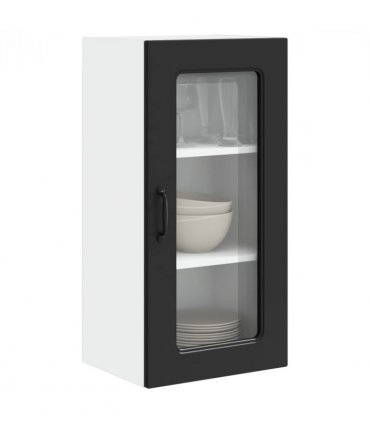 vidaXL Dishwasher Panel Kalmar 2 pcs Black 40 x 31 x 80 cm — Model: 2x wall glass cabinet (1 door) 40 cm wide 80 cm high