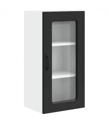 vidaXL Dishwasher Panel Kalmar 2 pcs Black 40 x 31 x 80 cm — Model: 2x wall glass cabinet (1 door) 40 cm wide 80 cm high