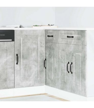 vidaXL Kitchen Base Cabinet Kalmar Concrete Grey Engineered W — Model: 1x corner bottom cabinet (1 door) 86 cm wide 81.5 cm high