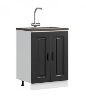 vidaXL Sink Base Cabinet Kalmar Black 60x46x81.5 cm Engineered Wood — Model: 1x bottom cabinet (2 doors) 60 cm wide 81.5 cm high