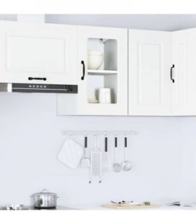 vidaXL Kitchen Wall Cabinet with Glass Door Kalmar White Engineere — Model: 1x wall glass cabinet (1 door) 40 cm wide 60 cm high