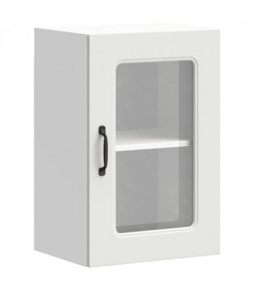 vidaXL Kitchen Wall Cabinet with Glass Door Kalmar White Engineere — Model: 1x wall glass cabinet (1 door) 40 cm wide 60 cm high