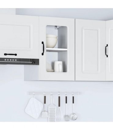 vidaXL Kitchen Wall Cabinet with Glass Door Kalmar White Engineere — Model: 1x wall glass cabinet (1 door) 40 cm wide 60 cm high