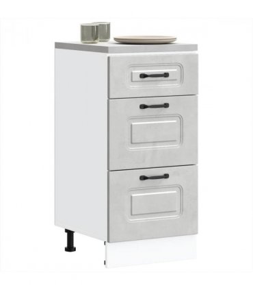 vidaXL Kitchen Base Cabinet Kalmar Concrete Grey Engineered Wood — Model: 1x bottom cabinet (3 drawers) 40 cm wide 81.5 cm high