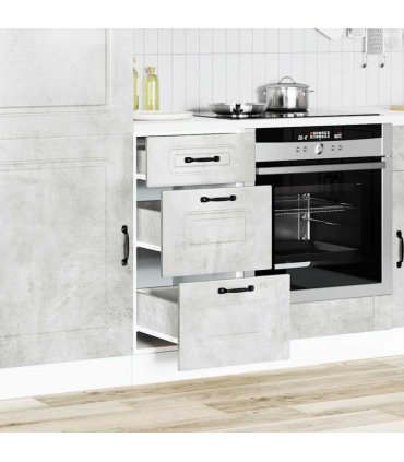 vidaXL Kitchen Base Cabinet Kalmar Concrete Grey Engineered Wood — Model: 1x bottom cabinet (3 drawers) 40 cm wide 81.5 cm high