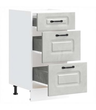 vidaXL Kitchen Base Cabinet Kalmar Concrete Grey Engineered Wood — Model: 1x bottom cabinet (3 drawers) 40 cm wide 81.5 cm high