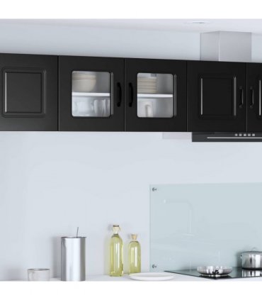 vidaXL Dishwasher Panel Kalmar Black 80 x 31 x 40 cm Engineered W — Model: 1x wall glass cabinet (2 doors) 80 cm wide 40 cm high