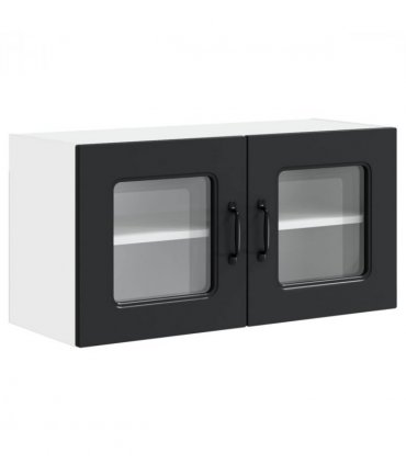 vidaXL Dishwasher Panel Kalmar Black 80 x 31 x 40 cm Engineered W — Model: 1x wall glass cabinet (2 doors) 80 cm wide 40 cm high