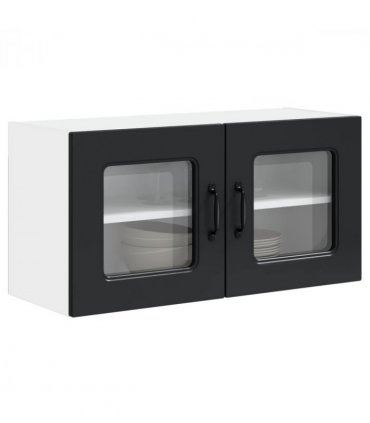 vidaXL Dishwasher Panel Kalmar Black 80 x 31 x 40 cm Engineered W — Model: 1x wall glass cabinet (2 doors) 80 cm wide 40 cm high