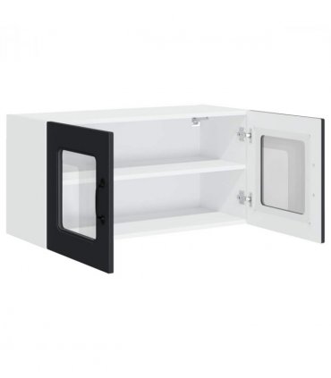 vidaXL Dishwasher Panel Kalmar Black 80 x 31 x 40 cm Engineered W — Model: 1x wall glass cabinet (2 doors) 80 cm wide 40 cm high