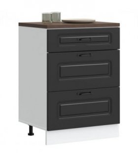 vidaXL Kitchen Base Cabinet "Kalmar" Black Engineered Wood — Model: 1x bottom cabinet (3 drawers) 60 cm wide 81.5 cm high