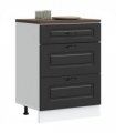 vidaXL Kitchen Base Cabinet "Kalmar" Black Engineered Wood — Model: 1x bottom cabinet (3 drawers) 60 cm wide 81.5 cm high