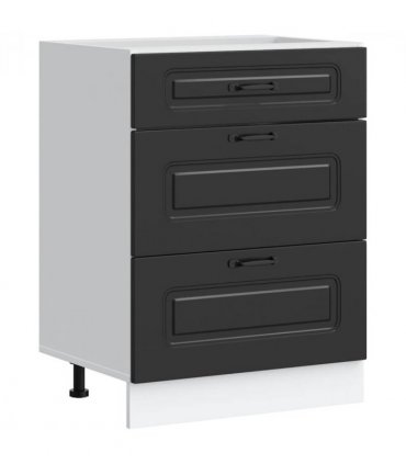 vidaXL Kitchen Base Cabinet "Kalmar" Black Engineered Wood — Model: 1x bottom cabinet (3 drawers) 60 cm wide 81.5 cm high