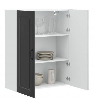 vidaXL Dishwasher Panel Kalmar Black 80 x 31 x 100 cm Engineered Wood — Model: 1x wall cabinet (2 doors) 80 cm wide 100 cm high
