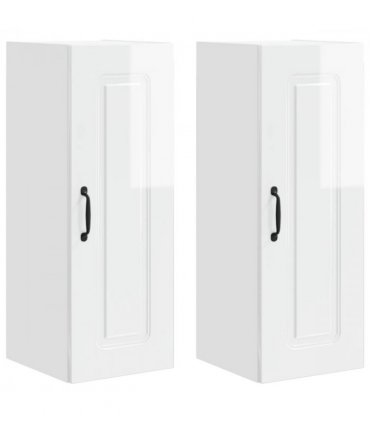 vidaXL Dishwasher Panel Kalmar 2 pcs High Gloss White 30 x 31 x 80 cm — Model: 2x wall cabinet (1 door) 30 cm wide 80 cm high