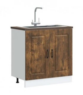 vidaXL Sink Base Cabinet Kalmar Smoked Oak 80x46x81.5 cm Engineered — Model: 1x bottom cabinet (2 doors) 80 cm wide 81.5 cm high