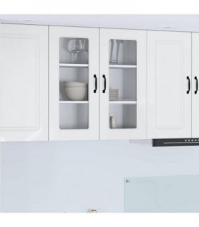 vidaXL Dishwasher Panel Kalmar High Gloss White 80 x 31 x 80 cm — Model: 1x wall glass cabinet (2 doors) 80 cm wide 80 cm high