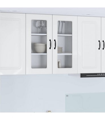 vidaXL Dishwasher Panel Kalmar High Gloss White 80 x 31 x 80 cm — Model: 1x wall glass cabinet (2 doors) 80 cm wide 80 cm high