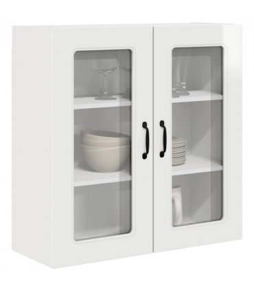 vidaXL Dishwasher Panel Kalmar High Gloss White 80 x 31 x 80 cm — Model: 1x wall glass cabinet (2 doors) 80 cm wide 80 cm high
