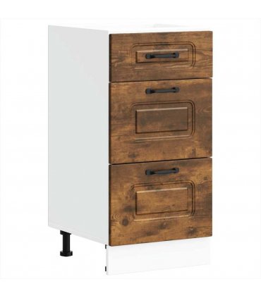 vidaXL Kitchen Base Cabinet Kalmar Smoked Oak Engineered Wood — Model: 1x bottom cabinet (3 drawers) 40 cm wide 81.5 cm high