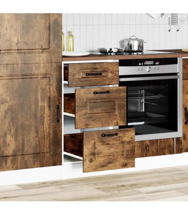 vidaXL Kitchen Base Cabinet Kalmar Smoked Oak Engineered Wood — Model: 1x bottom cabinet (3 drawers) 40 cm wide 81.5 cm high