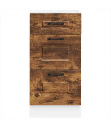 vidaXL Kitchen Base Cabinet Kalmar Smoked Oak Engineered Wood — Model: 1x bottom cabinet (3 drawers) 40 cm wide 81.5 cm high