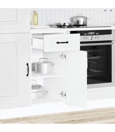 vidaXL Kitchen Base Cabinet Kalmar White Engineered Wood — Model: 1x bottom cabinet (1 door 1 drawer) 40 cm wide 81.5 cm high