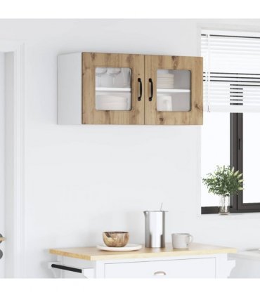 vidaXL Dishwasher Panel Kalmar Artisan Oak 80 x 31 x 40 cm — Model: 1x wall glass cabinet (2 doors) 80 cm wide 40 cm high