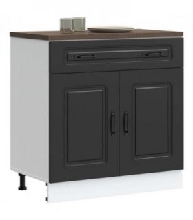 vidaXL Kitchen Base Cabinet Kalmar Black Engineered Wood — Model: 1x bottom cabinet (2 doors 1 drawer) 80 cm wide 81.5 cm high