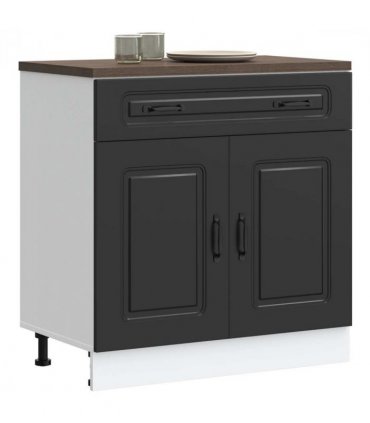 vidaXL Kitchen Base Cabinet Kalmar Black Engineered Wood — Model: 1x bottom cabinet (2 doors 1 drawer) 80 cm wide 81.5 cm high
