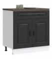 vidaXL Kitchen Base Cabinet Kalmar Black Engineered Wood — Model: 1x bottom cabinet (2 doors 1 drawer) 80 cm wide 81.5 cm high