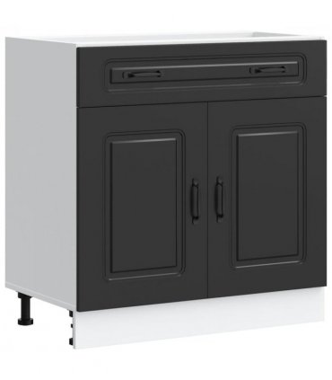 vidaXL Kitchen Base Cabinet Kalmar Black Engineered Wood — Model: 1x bottom cabinet (2 doors 1 drawer) 80 cm wide 81.5 cm high