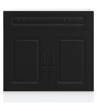 vidaXL Kitchen Base Cabinet Kalmar Black Engineered Wood — Model: 1x bottom cabinet (2 doors 1 drawer) 80 cm wide 81.5 cm high