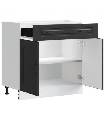 vidaXL Kitchen Base Cabinet Kalmar Black Engineered Wood — Model: 1x bottom cabinet (2 doors 1 drawer) 80 cm wide 81.5 cm high